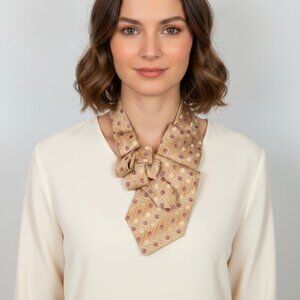 NWT Ogsplosh Unisex Ascot Scarf Handcrafted Champagne Gold Polka Dots Size Long